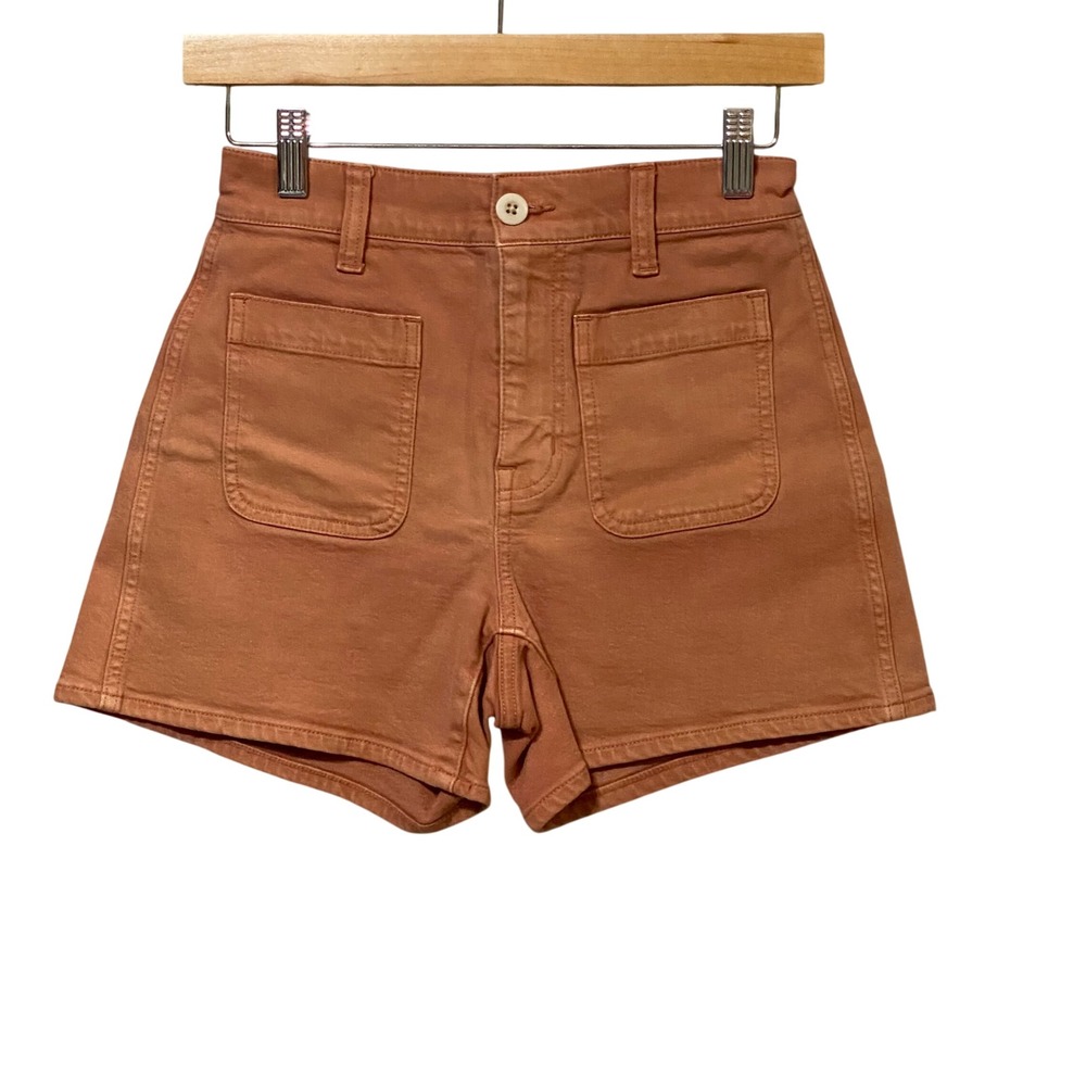 Madewell High Rise Utility Patch Pocket Shorts Terracotta Burnt Orange Size 24